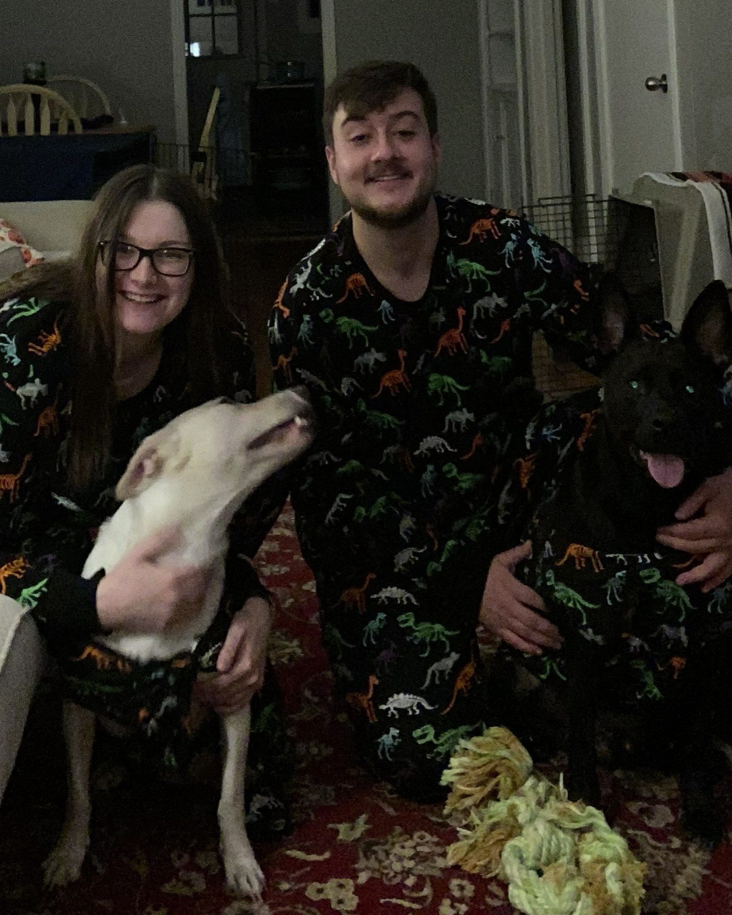 Morgan, Colton, Gemma, and Dante in cool matching pajamas